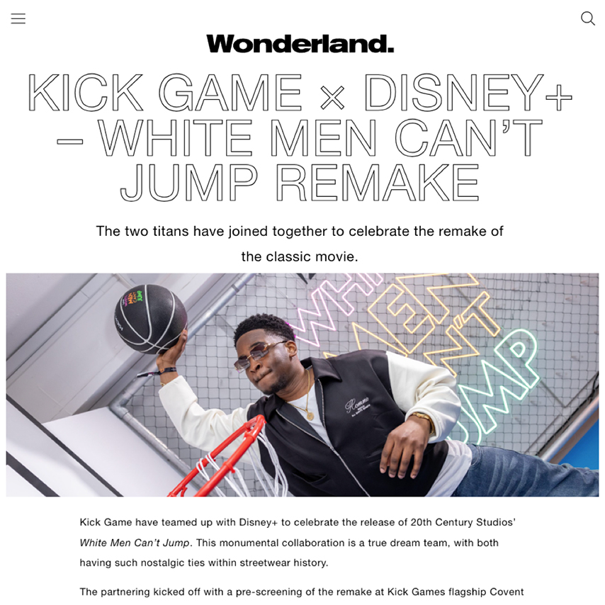 Wonderland Kick Game X Disney White Men Can't Jump Launch Party